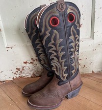 Tony Lama Tall Buckaroo Cowboy Boots Black Brown 3R RR1002 Mens Size 8D