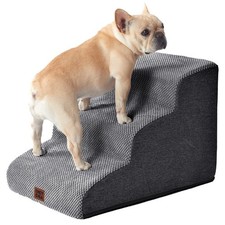 Curved Dog Stairs Ramp for Small Dogs 15.7" H, 3-Step Dog Steps for Couch Sof...