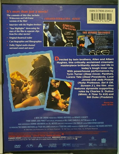 Lot 4xHood Gangsta DVDs MENACE II SOCIETY, BELLY, SOUTH CENTRAL, STATE PROPERTY - Picture 3 of 11