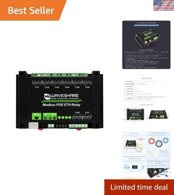 8-Ch Ethernet Relay Module, Modbus RTU/Modbus TCP Protocol, PoE Port Communic...