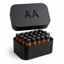3D Printed AA Battery Organizer Case Box – Holds 27 Batteries – Compact, Durable