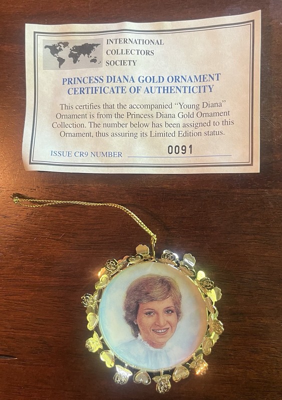 Princess Diana Ornament Collector’s Society RARE Limited Edition Number #91 COA