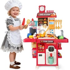 Upgrade Kids Kitchen Playset Mini Play Kitchen Toy for Toddlers with Stove, Soun