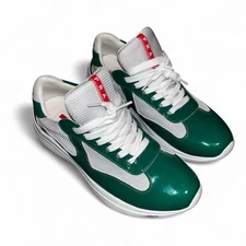 Green PRADA America Cups Patent Leather Sneakers Size 43