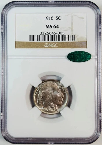 1916 Buffalo Nickel NGC MS-64 CAC Pretty!