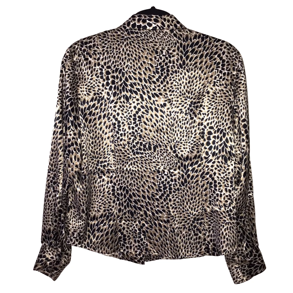 Top Kasper para mujer talla 14P multicolor satinado cuello abotonado manga larga Foto 2 de 4