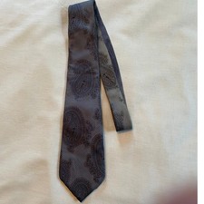 Christian Dior Monsieur Silk Tie Grey Charcoal Paisley Italian Fabric USA Made