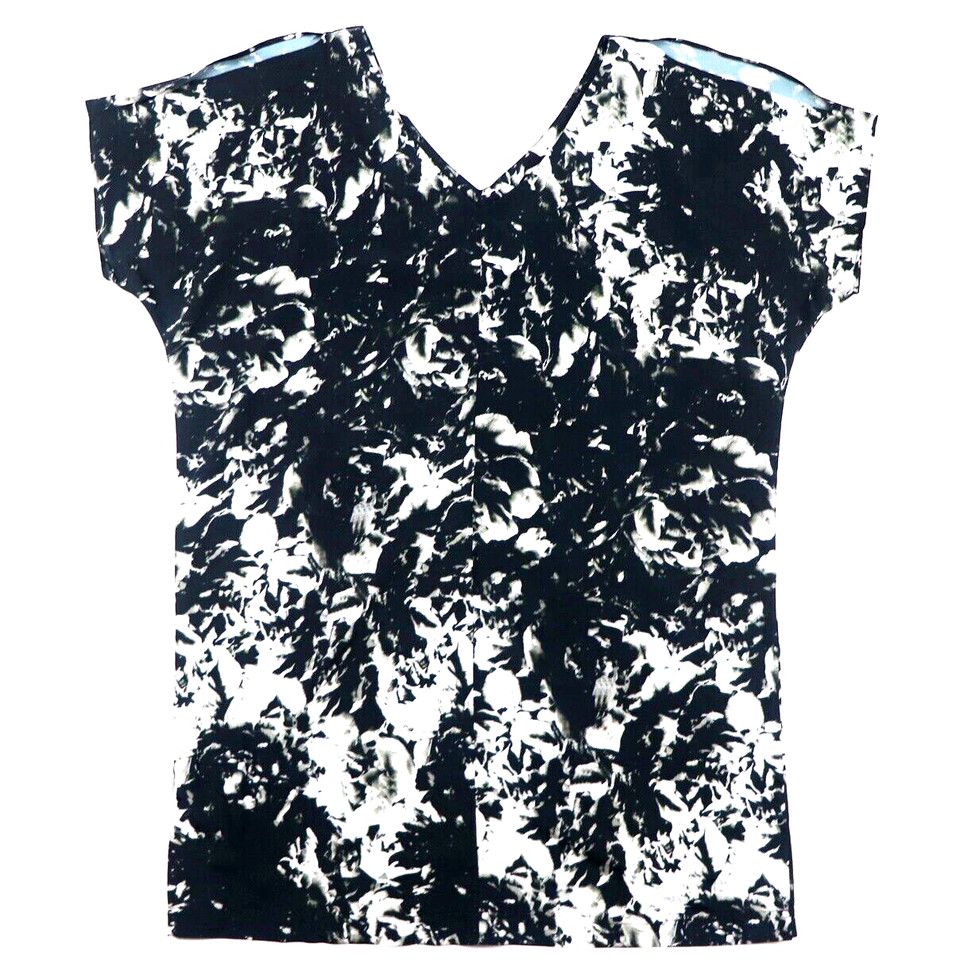 Shift Dress Size 14 Loose Fitting Mini Vneck Printed Open Shoulders Black White