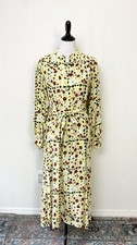Equipment Femme Silk Yellow Floral Belted Midi Dress Puff Sleeve Buttons Sz S/ P