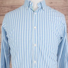 Original Penguin Dress Shirt Mens 15.5 32/33 Blue Plaid Heritage Slim Fit