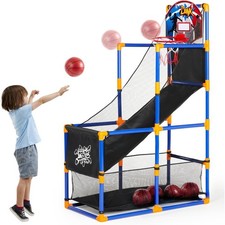 Arcade Basketball Game Set with 4 Balls and Hoop for Kids Indoor Outdoor Play
