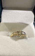 14kt.solid yellow gold wedding band with 0.65ct.diamonds,sz.6 ,2.70 grams.