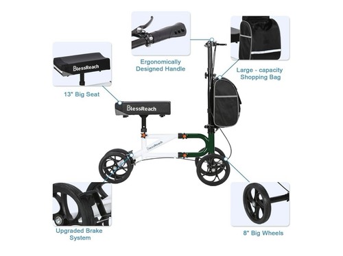 BLESSREACH ECONOMY Knee Scooter Steerable Foot Injuries Compact 300Lbs 8 Inch - Picture 6 of 8