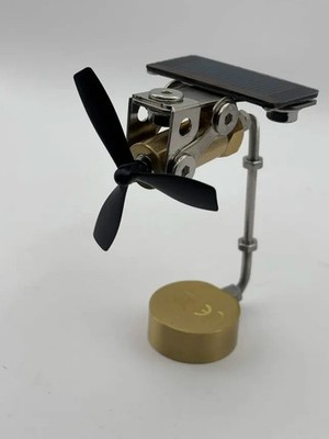 Solar Powered Fan Car Dashboard or Window  Fan Model Desktop Metal Solid Brass