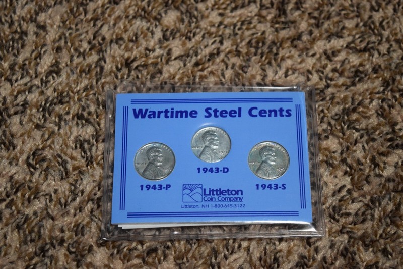 Wartime Steel Cents 1943, includes Philadelphia, Denver and San Francisco Mints