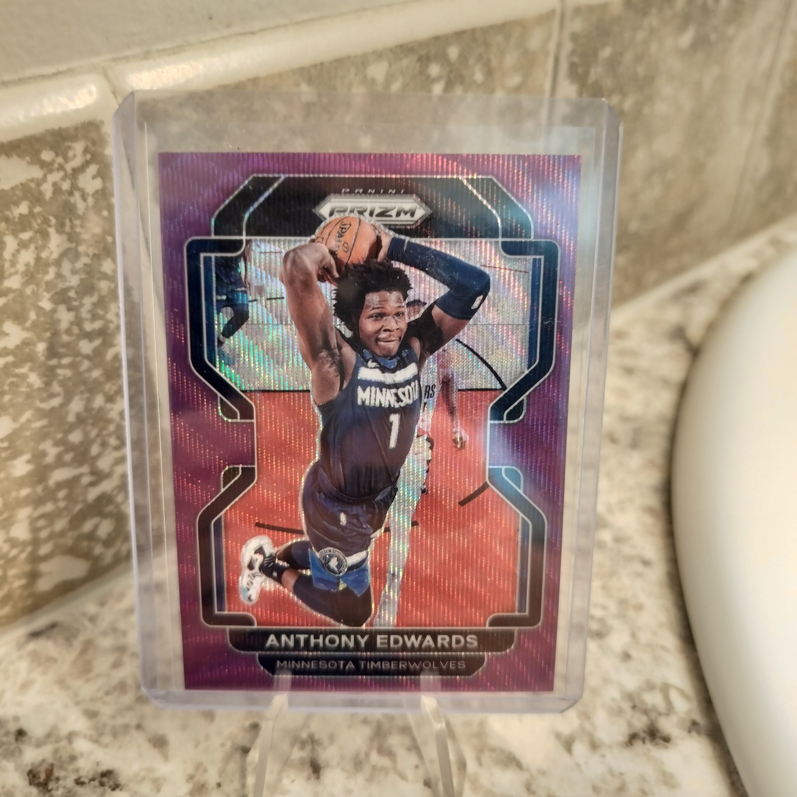 2021-22 Panini Prizm - Anthony Edwards #37 Purple Wave Prizm