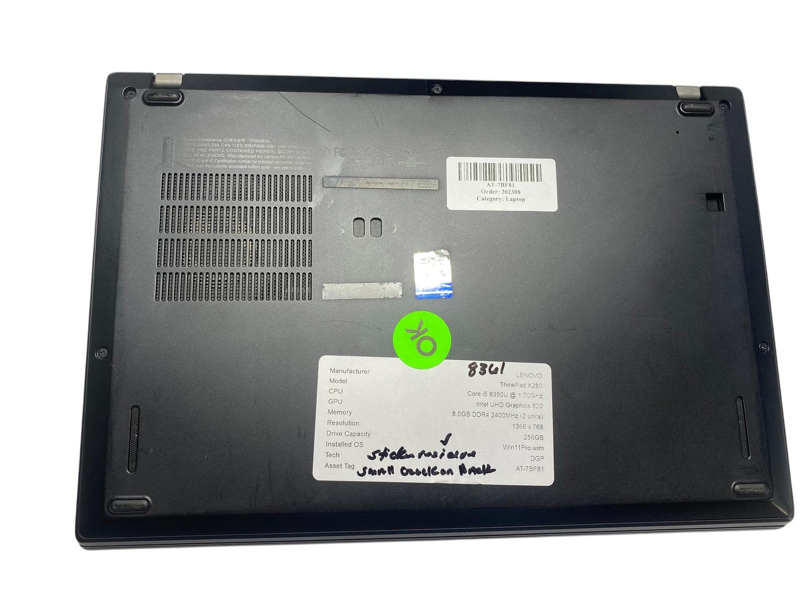 Lenovo ThinkPad X280, 12.5-Inch Laptop, with Intel Core i5-8350U, Windows 11 Pro