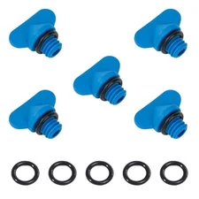18-4226 5 Packs Boat Manifold Engine Block Drain Plugs with 10 Pcs O-Rings Blue