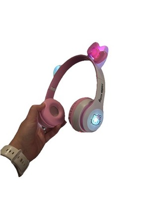 Hello Kitty Wireless Bluetooth Headphones with Light Up Cat Ears Adjustable Fit