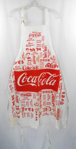 Coca Cola Vintage 1984 Script Logo White Red Kitchen BBQ Pocket Apron Leshner