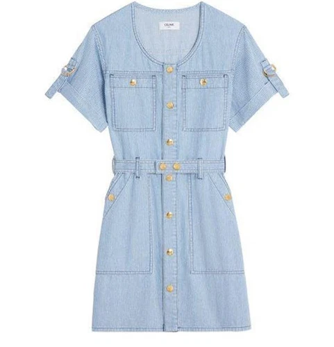 Mini abito cargo militare CELINE blu bianco a righe taglia XS