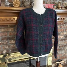 Paul Harris Design Mohair Cardigan Blue  Green Size Medium Missing Top Button