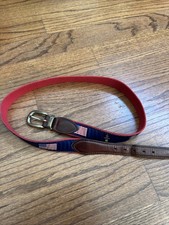 Vintage YRI Made In USA Brass And Leather Ribbon Belt Size 38 Men’s