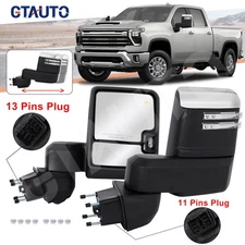 Pair Right+Left Side Tow Mirror Chrome for 19-25 Silverado/Sierra 2500HD 3500
