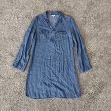 Sonoma Blue Chambray Shirt Dress Short Casual Missing Belt Roll Sleeve Women’s S