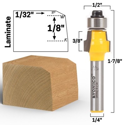 Micro Bevel No File Radius Trim Router Bit - 1/4'' Shank - Yonico 14936q