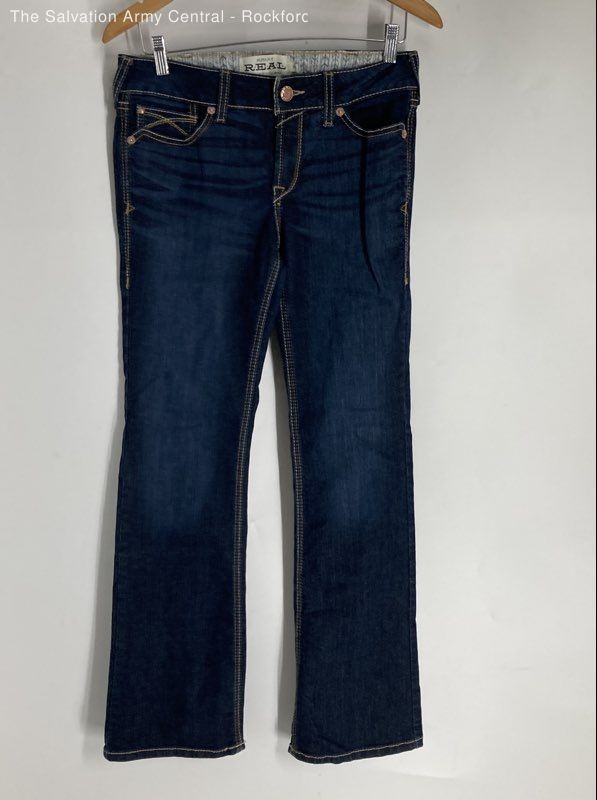 Ariat R.E.A.L. Womens Blue Dark Wash Pockets Denim Bootcut Leg Jeans Size 29R