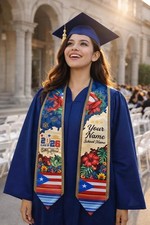 Puerto Rican Graduation Stole, Personalized Puerto Rico Heritage Grad Sash Class
