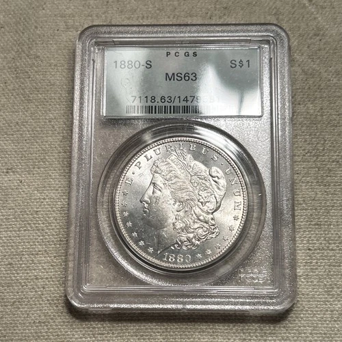1880 S PCGS Morgan Silver Dollar MS63 MS-63 OGH Old Green Holder Blast White PJ