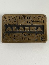 Buckles of Alaska Vintage Brass 1978 Belt Buckle "Alaska" Metal