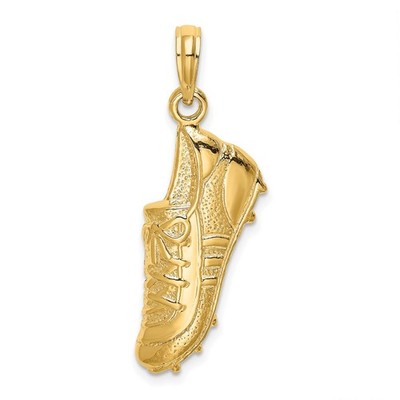 14k Gelbgold Offene Rückseite Fußball Stollen Schuh Charm Anhänger B-9,3mm