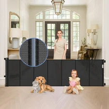 Reinforced 90 Inch Retractable Baby Gates Extra Wide Baby Gate with Reinforce...