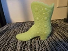 Fenton Lime Green Custard Uranium Glass Daisy & Button Victorian Boot