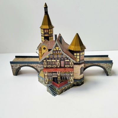 Faller HO Scale Model 1710 Timbered Medieval Structure Bridge Tower Old Town VTG