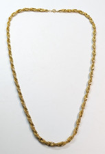 Vintage Polished Gold Tone 31" Long Twisted Rope Chain Necklace for Pendant
