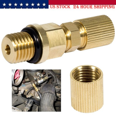 #ad 6.0L Ford Powerstroke Diesel Fuel Pressure Test Port amp; Adapter w Schrader Valve $16.80