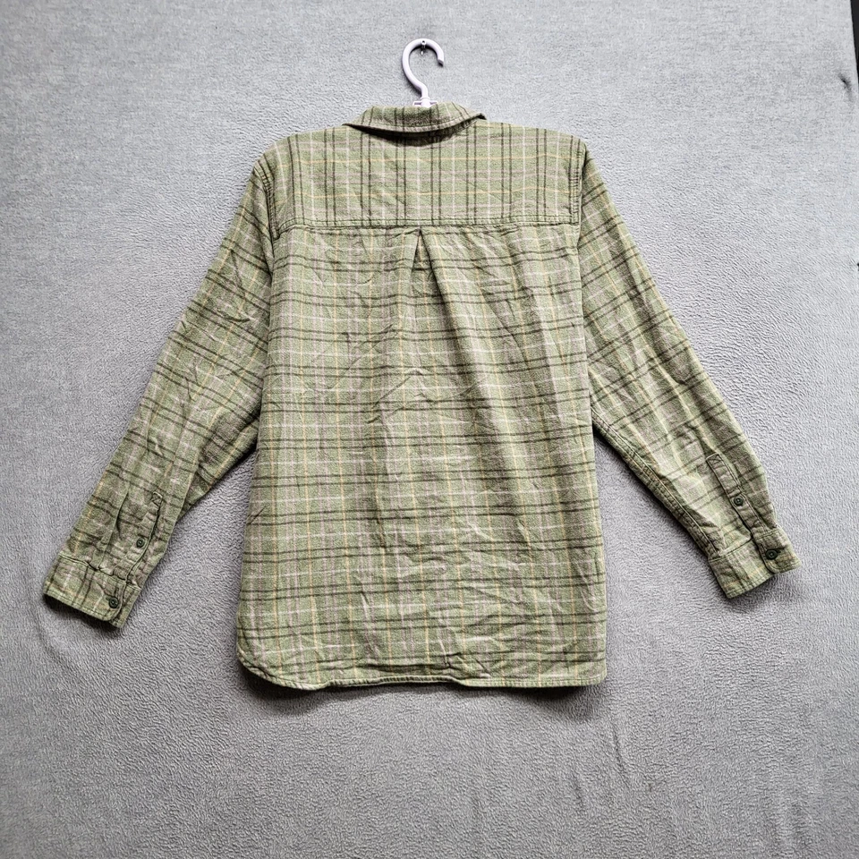 Top mujer REI Coop XL verde franela a cuadros cuello abotonado manga larga exterior Foto 4 de 4