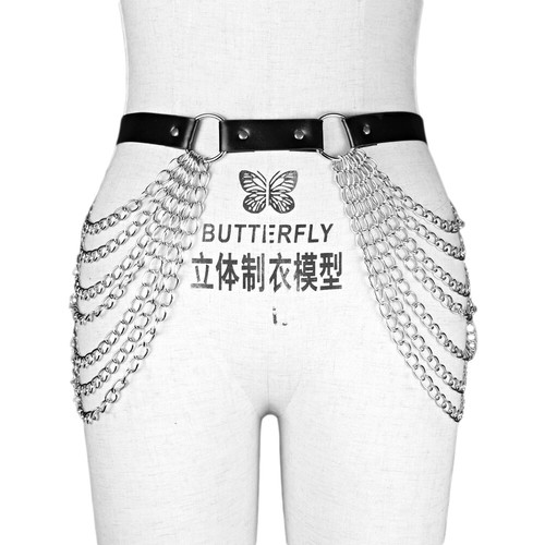 Women Sexy Leather Chain Harness Body Waist Strap Bdsm Bondage Thigh Garter Belt - Bild 6 von 8