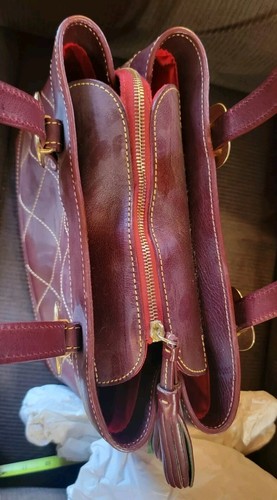 Dooney & Bourke Crimson Quilted Hearts Florentine Leather Shopper Tote Shoulder - Picture 16 of 20