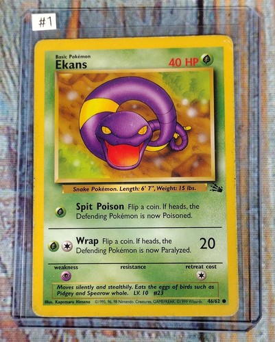 Pokemon Card EKANS 46/62 Basic Pokemon Fossil Set Common 1999 (#1) - Picture 3 of 4