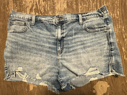 Pantaloncini corti Aerie Daydream denim effetto invecchiato taglio elastico in vita orlo grezzo tasche XL - Foto 2 di 7
