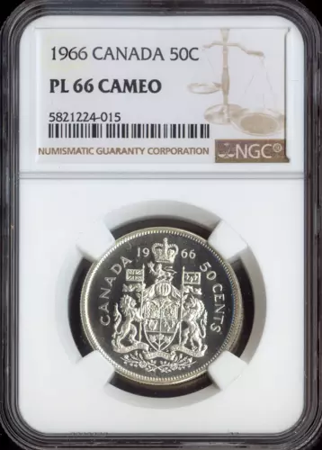 1966 Canada 50 Cents 50C NGC PL66 Cameo - Quality