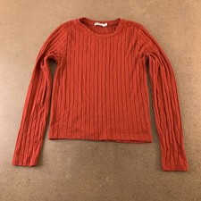 Stradivarius Womens Pullover Sweater Red Long Sleeve Crew Neck Ribbed S