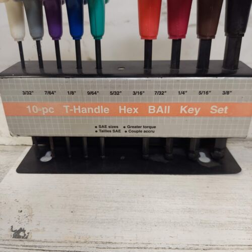 9 Piece SAE T-Handle Hex BAll Key Set w/Stand (Was 10 piece but Missing 3/16") - Picture 2 of 6