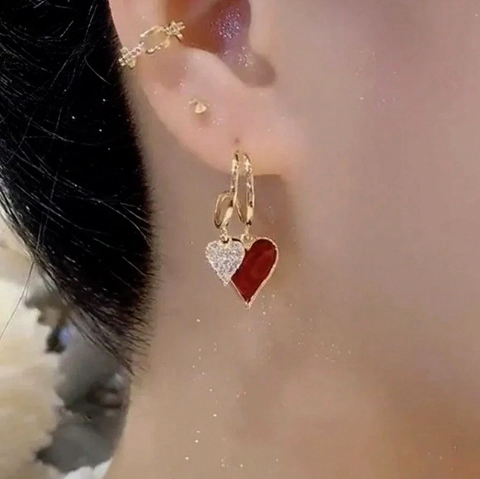 Pendientes de aro enchapados en oro de 18k para mujer colgantes de cristal joyería elegante de moda Foto 2 de 3