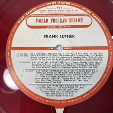 16” WPS Radio Transcription Record Frank Luther/ Jimmy Wakely - Gay Nineties